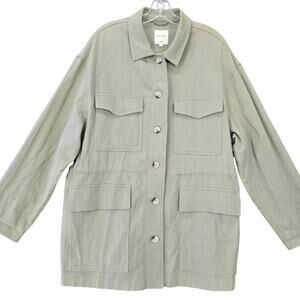 Gentle Fawn Green Lightweight Jacket Size L Long Sleeves Button Up Women Pockets